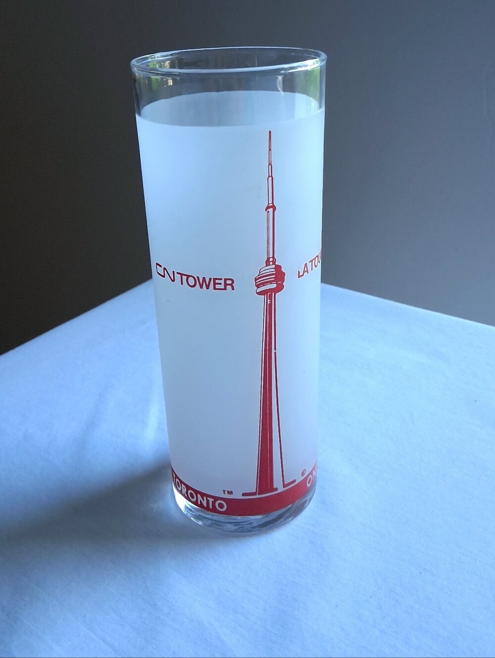 Vintage Toronto CN TOWER Drinking Glass BLAST-OFF Hi-ball Cocktail Souvenir 80s